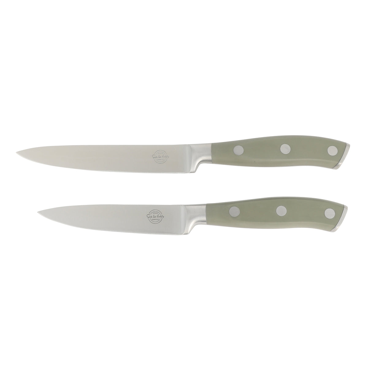 Sur La Table Kitchen Essentials Tasting Kitchen High-Carbon German Steel 7 Piece Full Tang Forged Cutlery Knife Block Set - W/ Ashwood Block