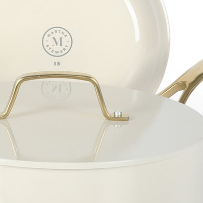 Martha Stewart Galway Premium Nonstick PFA Free Ceramic Interior 10 Piece Heavy Gauge Enamel Aluminum Pots and Pans Cookware Set w/ Aluminum Lids