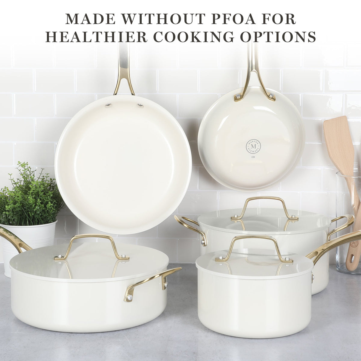 Martha Stewart Galway Premium Nonstick PFA Free Ceramic Interior 10 Piece Heavy Gauge Enamel Aluminum Pots and Pans Cookware Set w/ Aluminum Lids