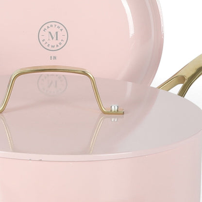 Martha Stewart Galway Premium Nonstick PFA Free Ceramic Interior 10 Piece Heavy Gauge Enamel Aluminum Pots and Pans Cookware Set w/ Aluminum Lids