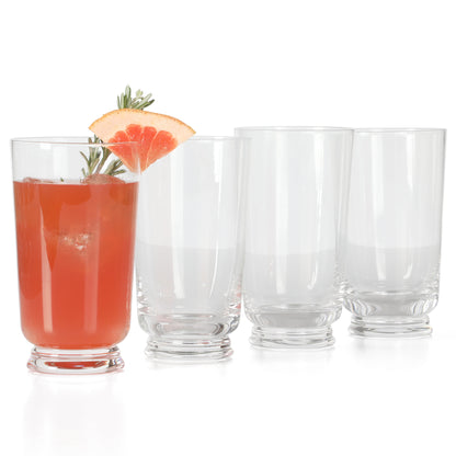 Martha Stewart Crispa 4-Piece 18 Ounce Handmade Hi Ball Glassware Set
