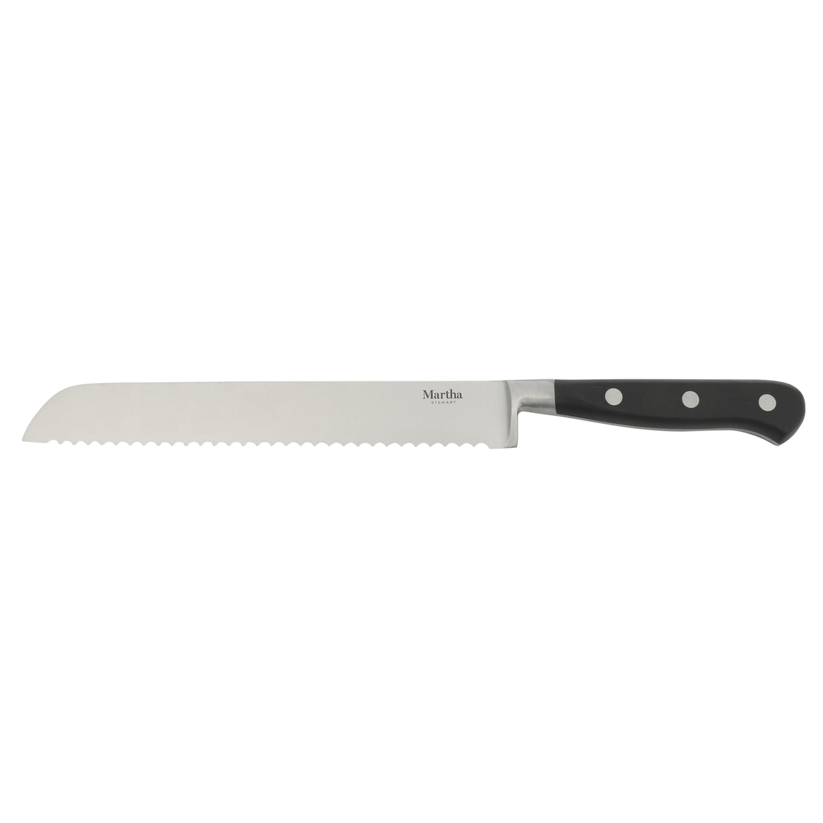 Martha Stewart Carverton 8" Bread Knife, High Carbon Stainless Steel Kitchen Knive  W/ Black Triple Rivet Handle