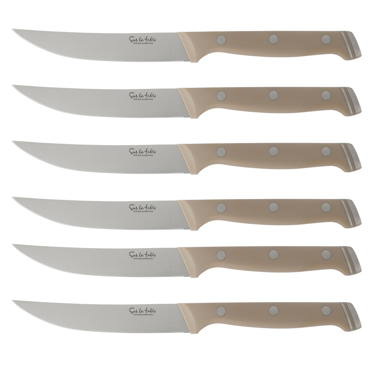 Sur La Table Kitchen Essentials 14 Piece Cutlery Set, German Steel Forged Knives, Beech Wood Block, Chef, Santoku, Bread, Steak Knives, Shears & Sharpener - Blue