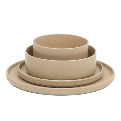 Gibson Elite Tatum Premium Porcelain Matte Reactive Glaze 16 Piece (Service for 4)  Plates and Bowls Stackable Dishes Ceramic Dinnerware Set