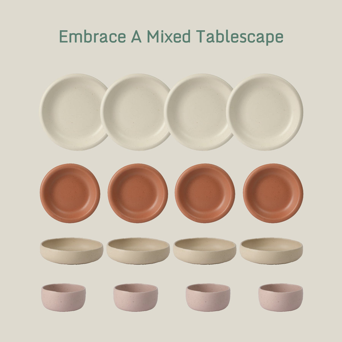 Bloomhouse Corsica Clay 16 Piece Double Bowl Stoneware Reactive Glaze Dinnerware Set