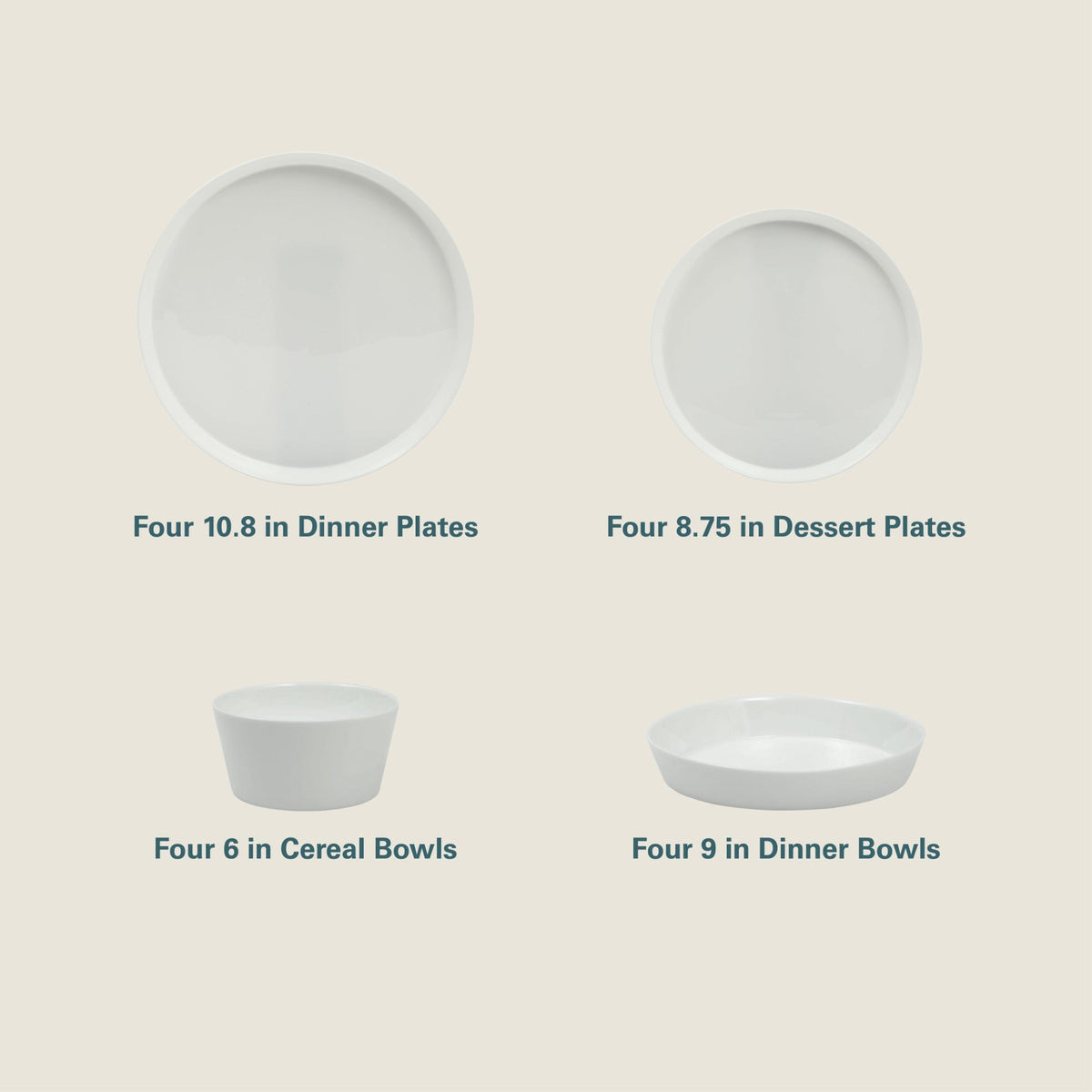 Gibson Home Modern Opal (Service for 4) 16 Piece Glass Chip Resistant Dishes Double Plates and Bowls Lightweight  Dinnerware Set