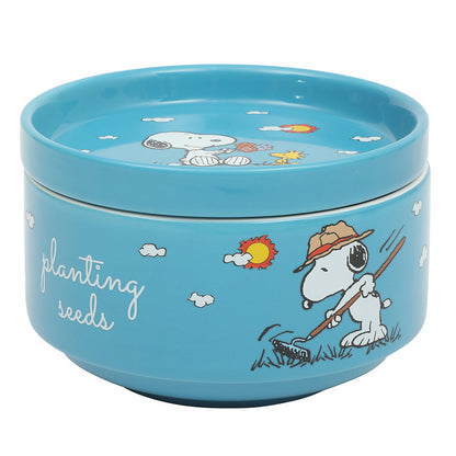 Peanuts Snoopy 6 Pack Stackable 5.5" Decorated Stoneware Bowl Set W/ Plate