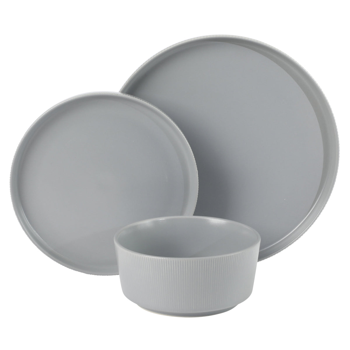 Gibson Home Dempsey Road 12-Piece Stoneware Dinnerware Set – Service for 4, Round Plates and Bowls, Durable Solid Color Modern Embossed Dish Set, Microwave & Dishwasher Safe
