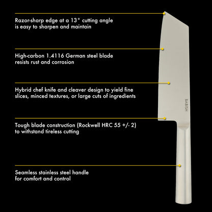 Babish 7.5-Inch Clef Knife – High-Carbon 1.4116 German Steel Kitchen Knife, Chef & Cleaver Hybrid for Chopping, Slicing & Prep, Full-Tang, Razor Sharp, Ergonomic Design