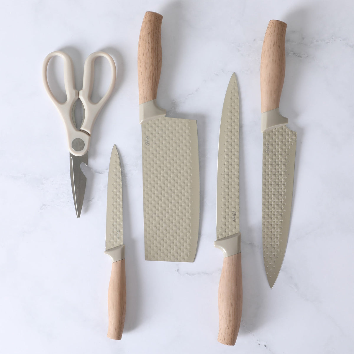 Oster Gunderson 6-Piece Kitchen Knife Block Set. Stainless Steel Kitchen Knife Set