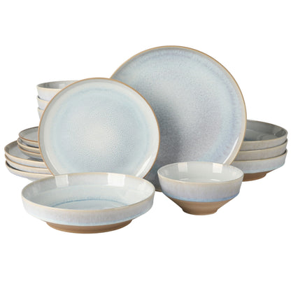 Gibson Elite Hailstone 16 Piece Stonewe Reactive Glaze (Service for 4) Ceramic Plates and Bowls Dinnerware Set
