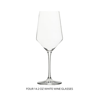 Sur La Table Kitchen Essentials Crystal Clear 18 OZ 4 Pack All Purpose White Wine Glass With Modern Curve Silhouette