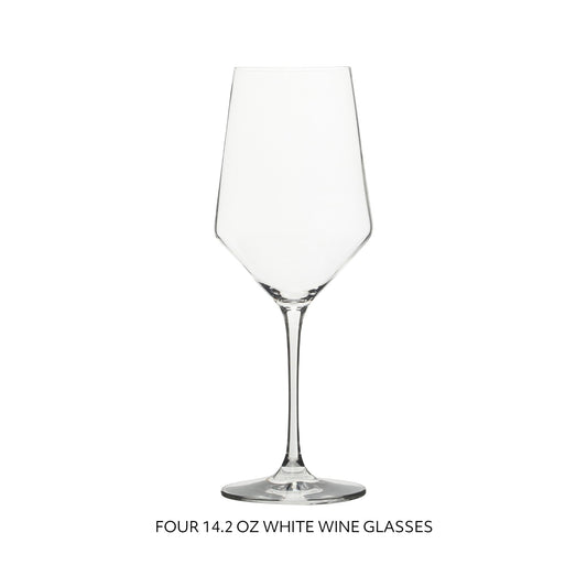 Sur La Table Kitchen Essentials Crystal Clear 18 OZ 4 Pack All Purpose White Wine Glass With Modern Curve Silhouette