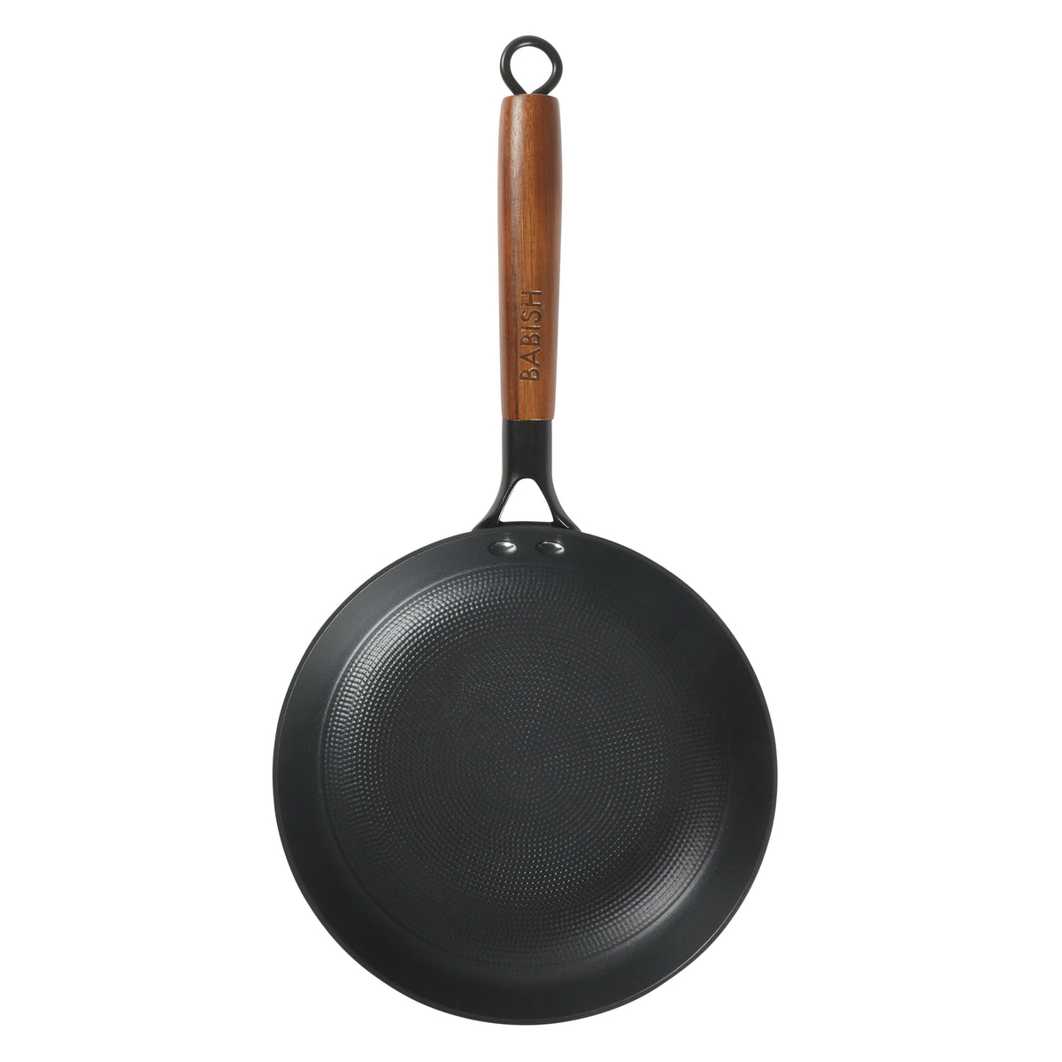 Babish 9.5 Inch/11 Inch Cast Iron Skillet with Wooden Handle, Pre-Seasoned Nonstick Pan with Honeycomb Cooking Surface, Induction Oven Safe Skillet
