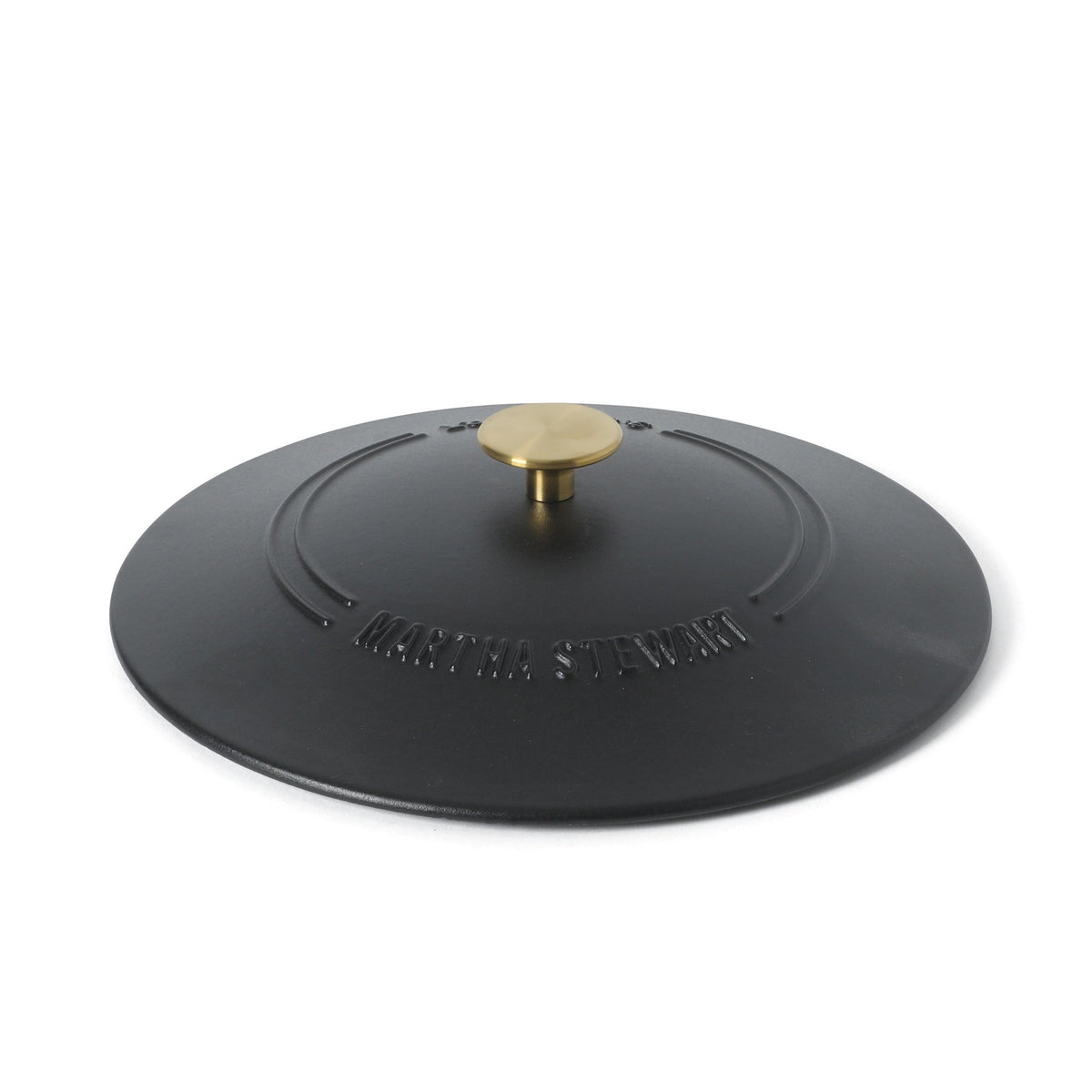 Martha Stewart Gatwick Enameled Cast Iron Braiser with Lid, 3.5-Quart Braiser Pan for Stovetop & Oven, Cast Iron Braising Pan with Gold Knob