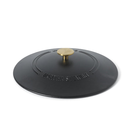 Martha Stewart Gatwick Enameled Cast Iron Braiser with Lid, 3.5-Quart Braiser Pan for Stovetop & Oven, Cast Iron Braising Pan with Gold Knob