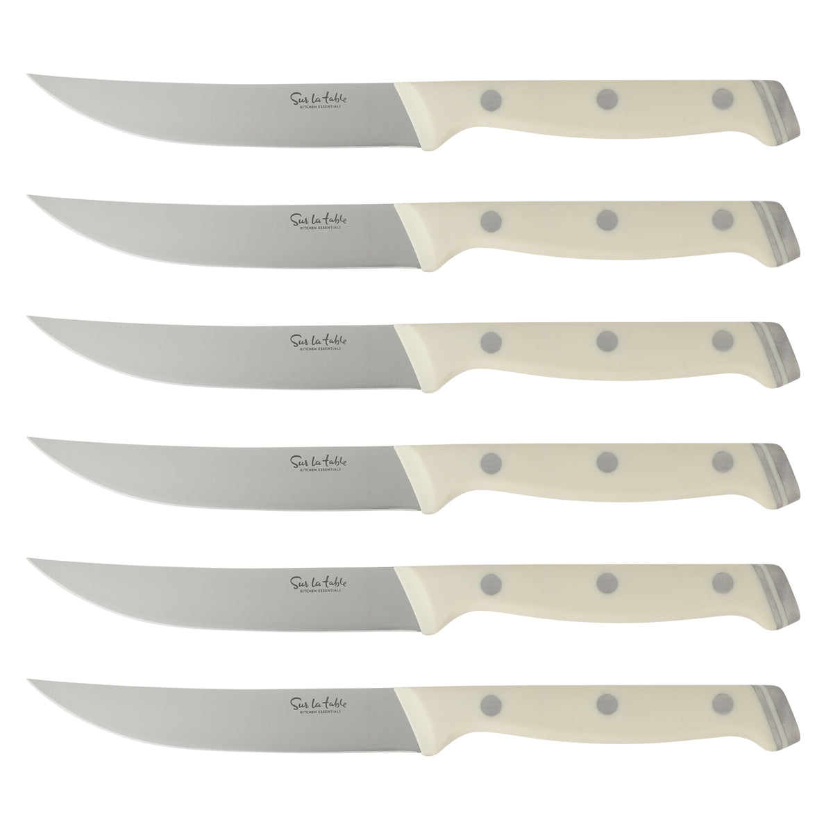 Sur La Table Kitchen Essentials 14 Piece Cutlery Set, German Steel Forged Knives, Beech Wood Block, Chef, Santoku, Bread, Steak Knives, Shears & Sharpener - Blue