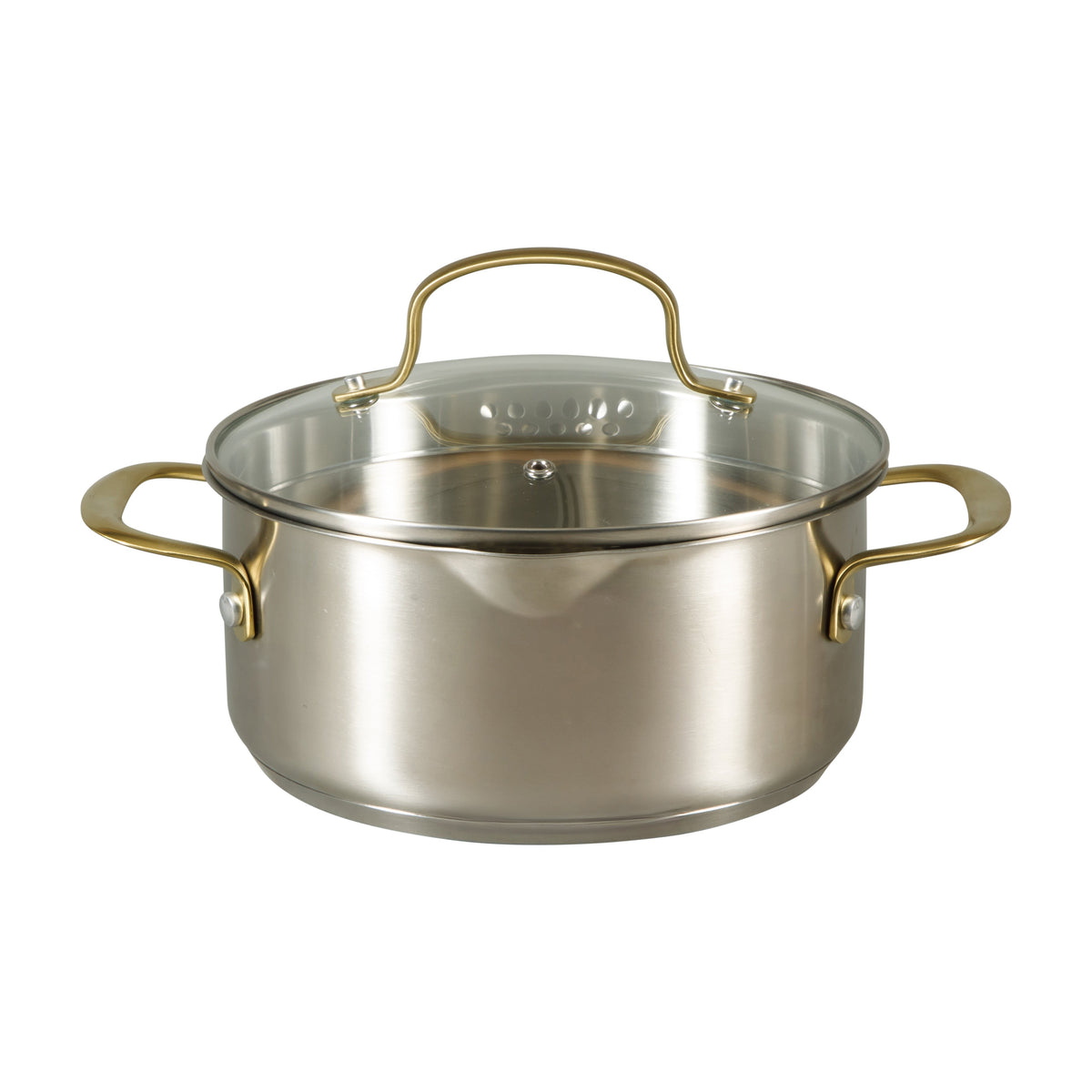 Oster Platinum Sunstreak Pots and Pans Set, 10-Piece Stainless Steel Cookware Set with Glass Strainer Lids, Induction Cookware Set
