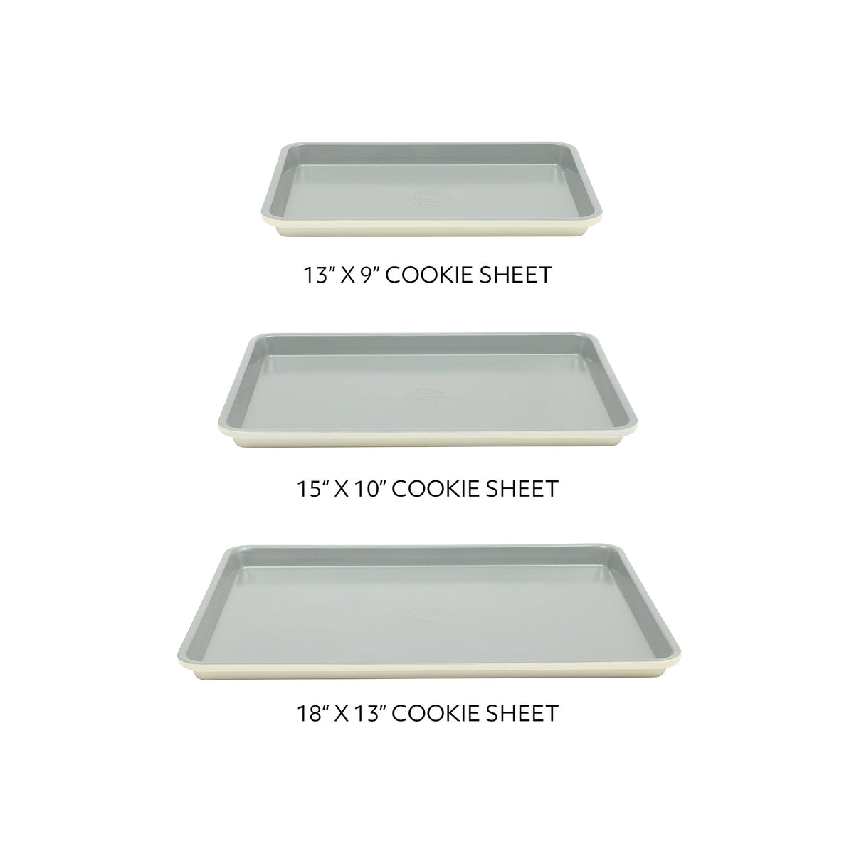 Sur La Table Kitchen Essentials Bake Sale 3-Piece Cookie Sheet Set – Nonstick Carbon Steel Baking Pans (13, 15, 18 Inch) – Grey Easy-Clean Oven Trays for Cookies, Roasting & More