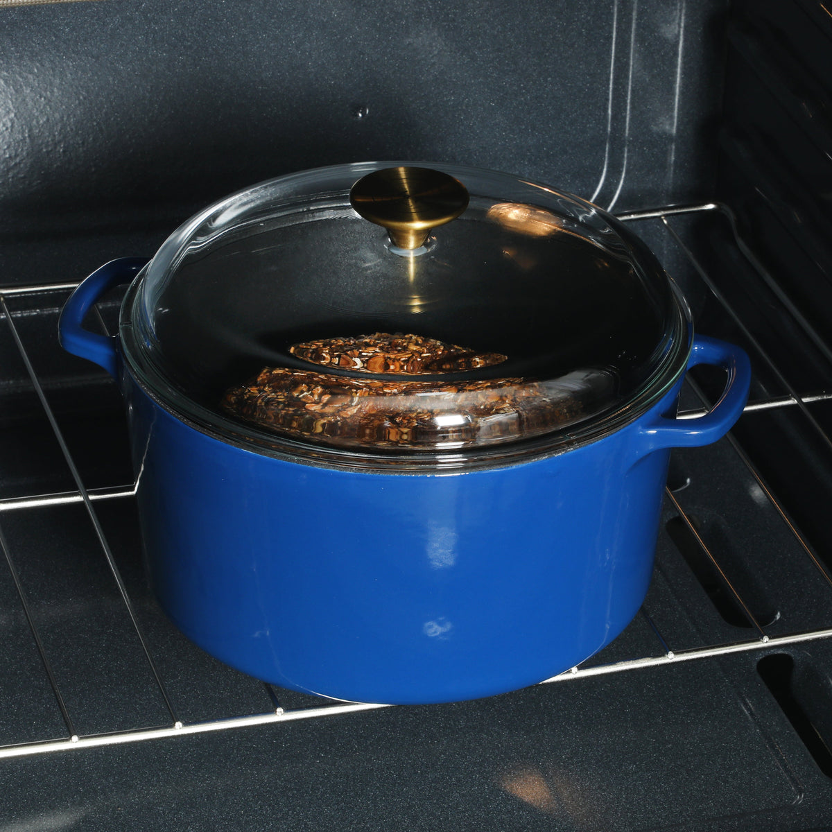 Sur La Table Kitchen Essentials Supper Club 5-Quart Enamel-Coated Cast Iron Dutch Oven Pot with Oven Safe Glass Lid, Oven-to-Table Cookware for Bread, Soups, Stews & Braising