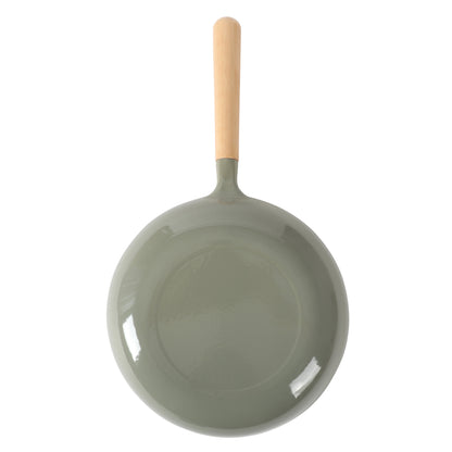 Sur La Table Kitchen Essential Main Canteen 9.5" Pre-Seasoned Cast Iron Skillet w/ Wood Handle, Natural Nonstick Lightweight Frying Pan for Searing, Sautéing & Everyday Cooking