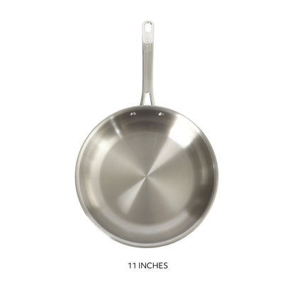 Sur La Table Kitchen Essentials Chef's Deck Stainless Steel Frying Pan – Induction Ready Skillet with Tri-Ply  Base, Polished Finish & Hollow Stay-Cool Handle