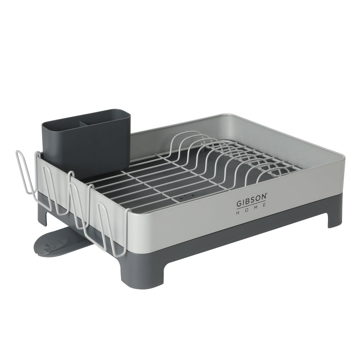 Gibson Home Nestcraft Full Size Rust Resistant Dish Rack with Drain Board and Flatware Caddy