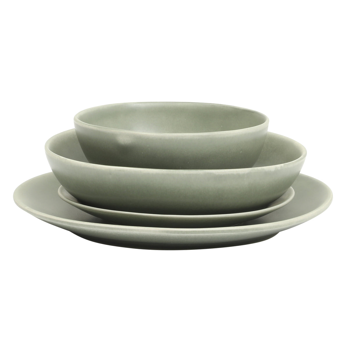 Gibson Elite Zion Mist 16 Piece Stoneware Reactive Glaze (Service for 4) Ceramic Plates and Bowls Modern Organic Dinnerware Set
