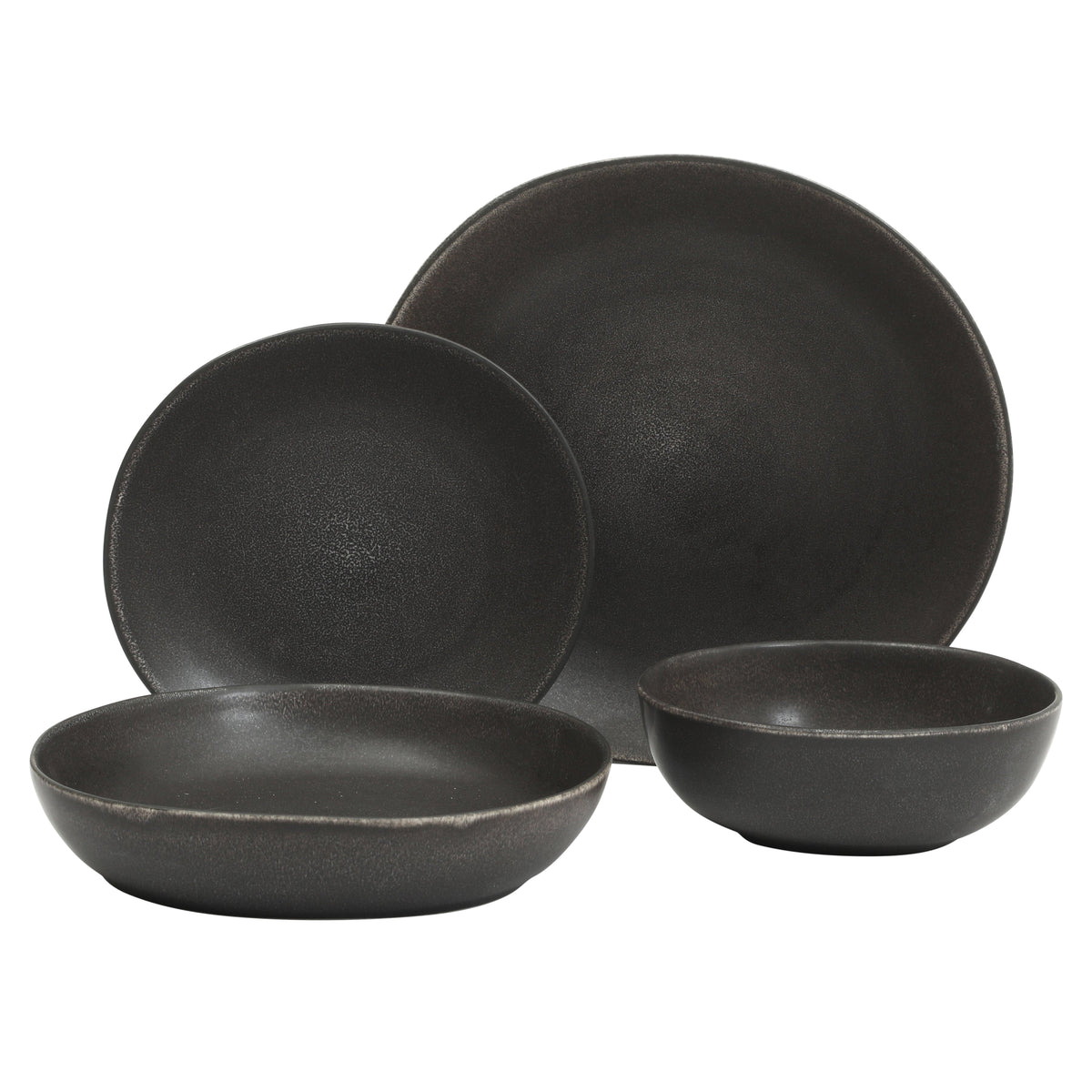 Gibson Elite Zion Mist 16 Piece Stoneware Reactive Glaze (Service for 4) Ceramic Plates and Bowls Modern Organic Dinnerware Set