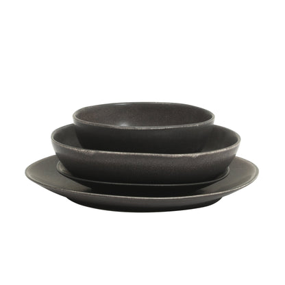 Gibson Elite Zion Mist 16 Piece Stoneware Reactive Glaze (Service for 4) Ceramic Plates and Bowls Modern Organic Dinnerware Set