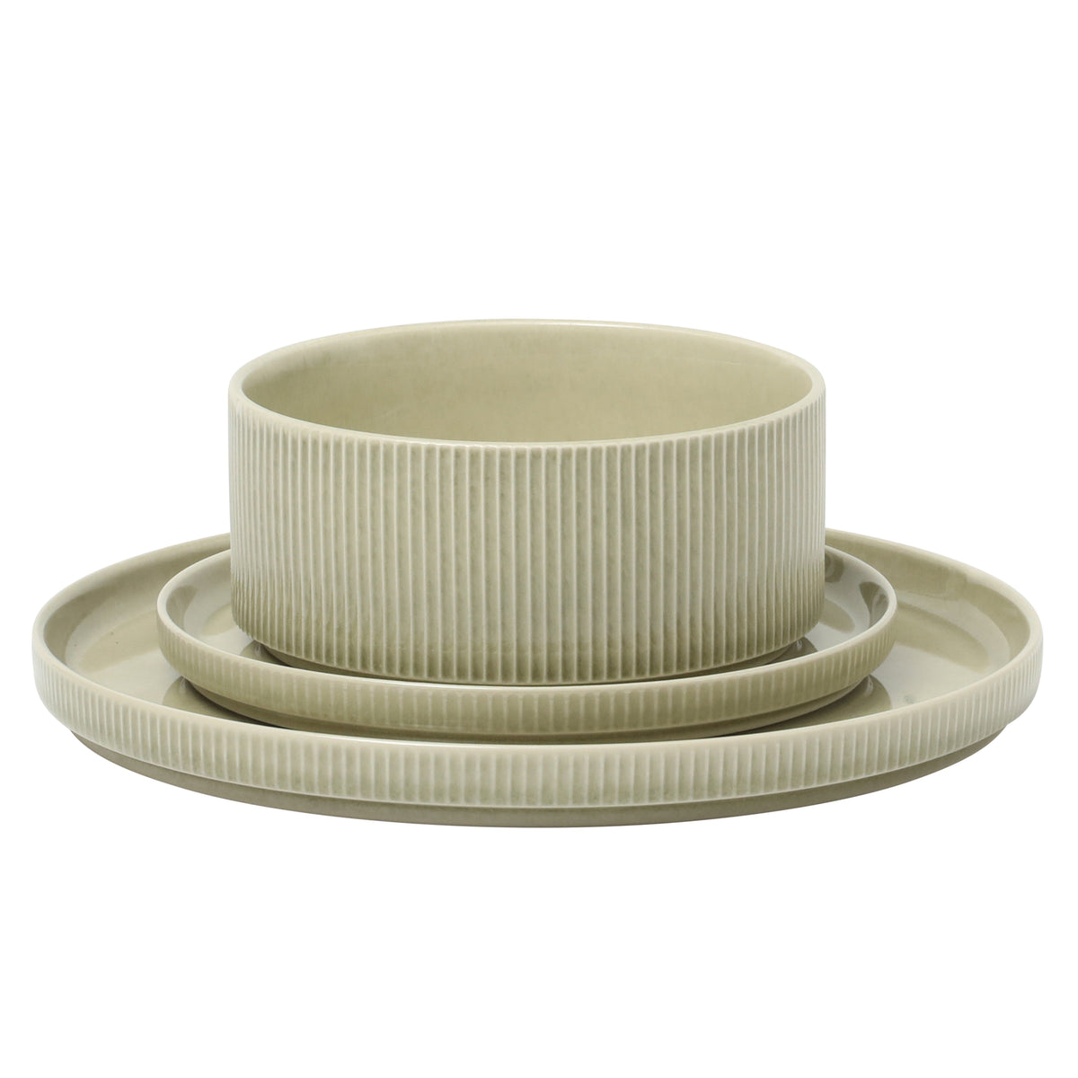 Gibson Elite Solana Coast 12 Piece Stoneware Reactive Glaze (Service for 4) Ceramic Plates and Bowls Modern Shape Embossed Dinnerware Set