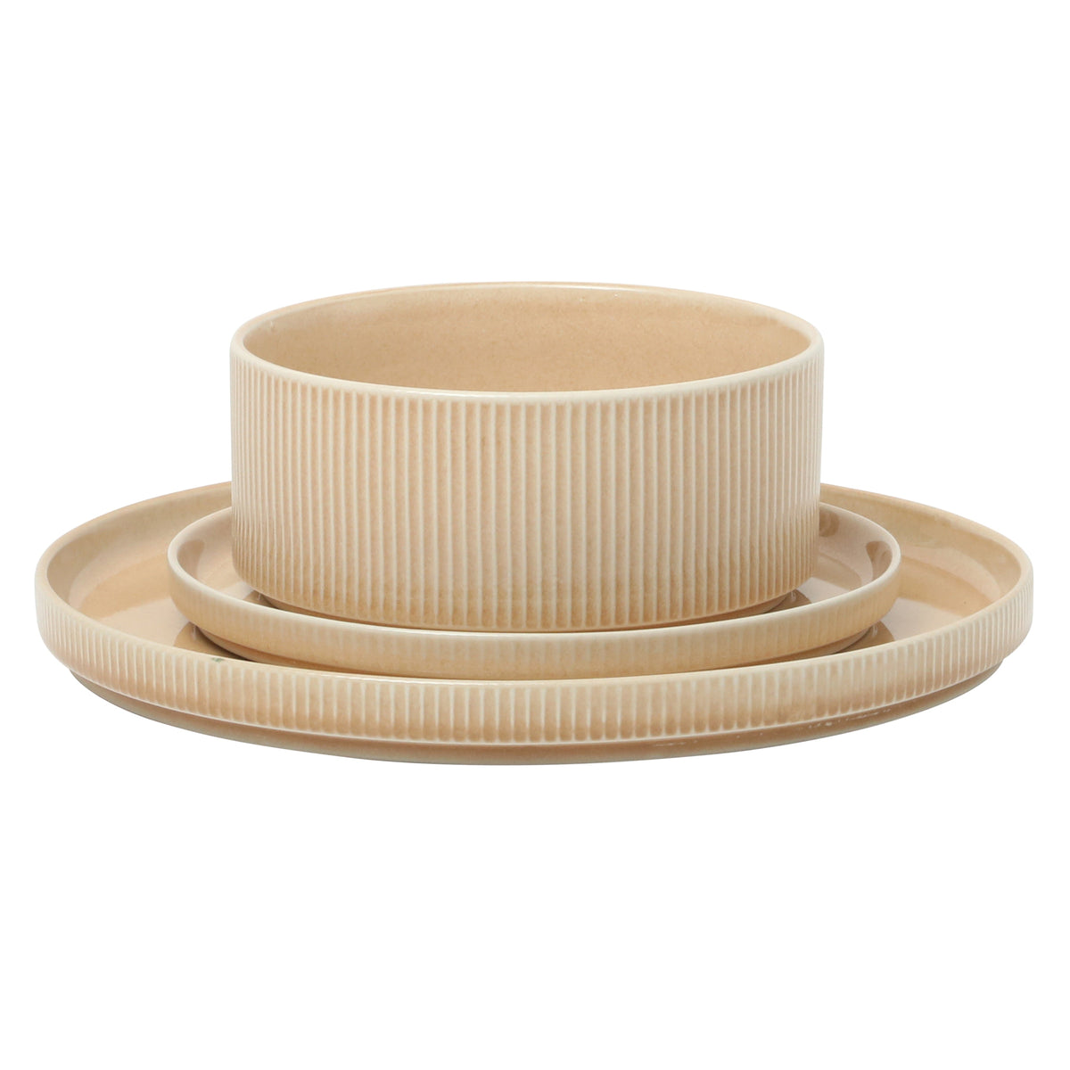 Gibson Elite Solana Coast 12 Piece Stoneware Reactive Glaze (Service for 4) Ceramic Plates and Bowls Modern Shape Embossed Dinnerware Set