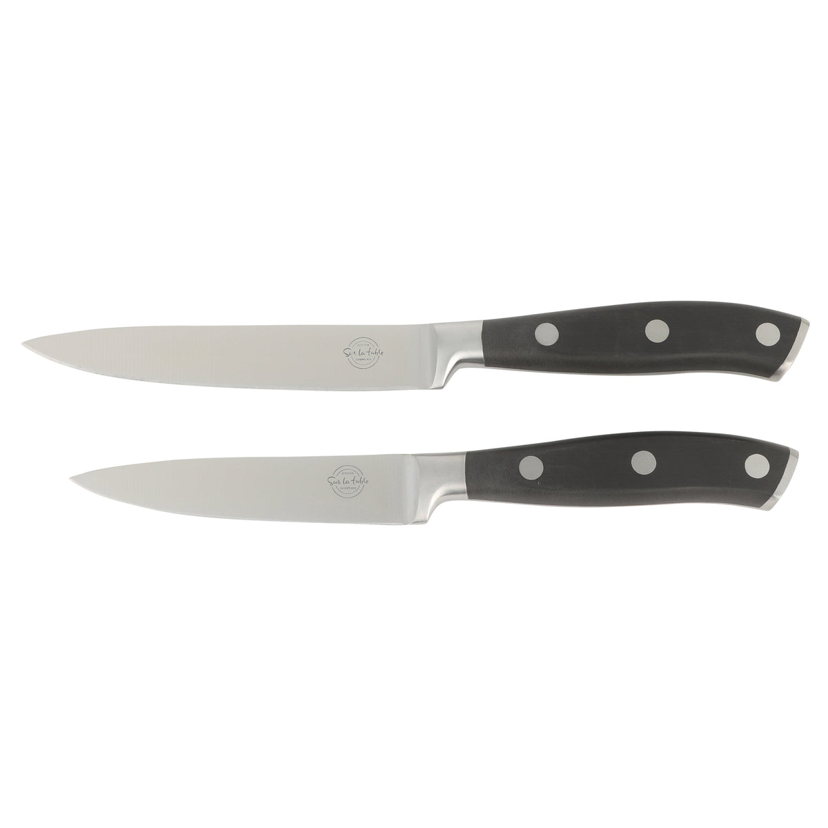Sur La Table Kitchen Essentials Tasting Kitchen High-Carbon German Steel 7 Piece Full Tang Forged Cutlery Knife Block Set - W/ Ashwood Block