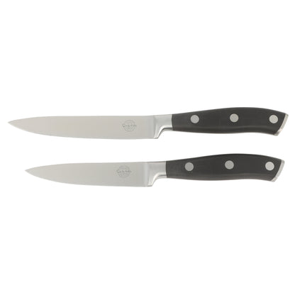 Sur La Table Kitchen Essentials Tasting Kitchen High-Carbon German Steel 7 Piece Full Tang Forged Cutlery Knife Block Set - W/ Ashwood Block