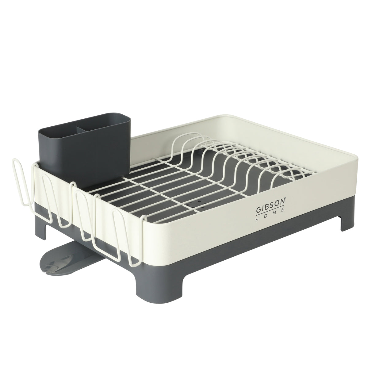 Gibson Home Nestcraft Full Size Rust Resistant Dish Rack with Drain Board and Flatware Caddy