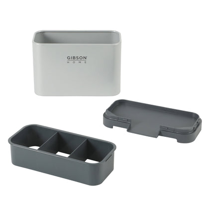 Gibson Home Ledgebrook Sink Caddy With Metal Panel, Sponge Holder for Kitchen Sink, Countertop Organizer and Storage Essentials With Drain Board