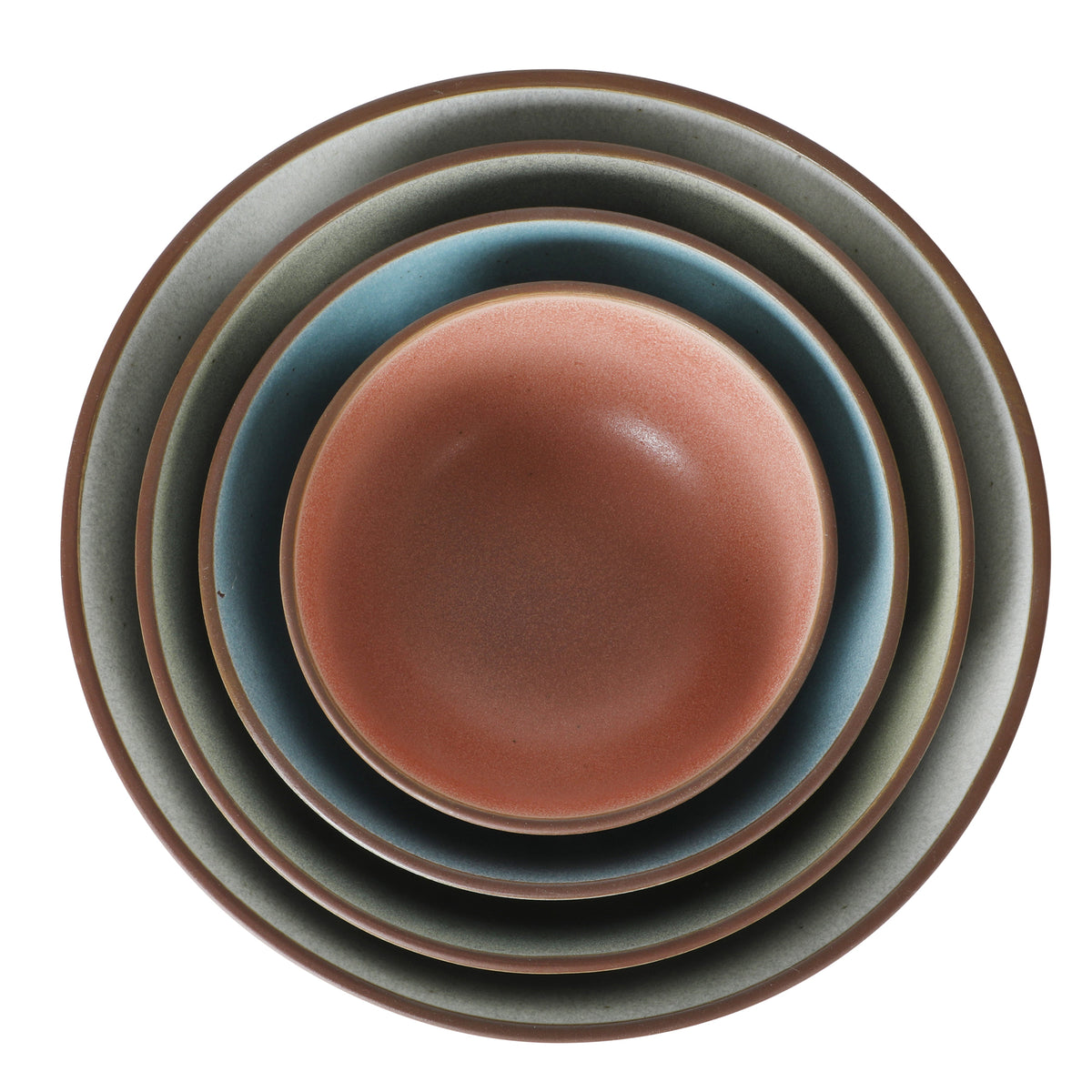 Gibson Elite William Crest 4 Piece Nesting Bowl Set, Round Stoneware Mixing Bowls, Reactive Glaze Finish, 5”, 6.25”, 7.5”, 9”, Prep & Serving Bowls, Microwave & Dishwasher Safe - Green