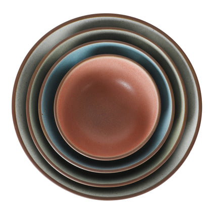 Gibson Elite William Crest 4 Piece Nesting Bowl Set, Round Stoneware Mixing Bowls, Reactive Glaze Finish, 5”, 6.25”, 7.5”, 9”, Prep & Serving Bowls, Microwave & Dishwasher Safe - Green
