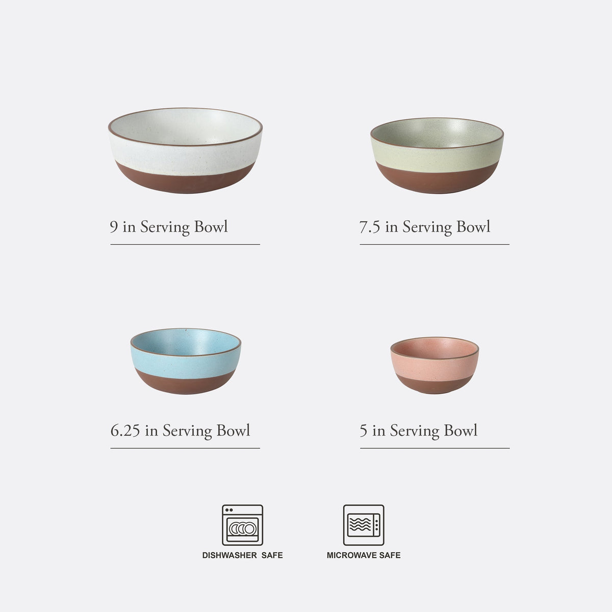Gibson Elite William Crest 4 Piece Nesting Bowl Set, Round Stoneware Mixing Bowls, Reactive Glaze Finish, 5”, 6.25”, 7.5”, 9”, Prep & Serving Bowls, Microwave & Dishwasher Safe - Green