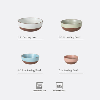 Gibson Elite William Crest 4 Piece Nesting Bowl Set, Round Stoneware Mixing Bowls, Reactive Glaze Finish, 5”, 6.25”, 7.5”, 9”, Prep & Serving Bowls, Microwave & Dishwasher Safe - Green