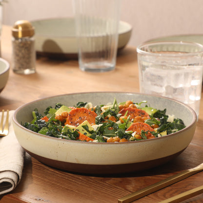 Gibson Elite William Crest 4 Piece Dinner Bowl Set, 8.5” Round Stoneware Bowls, Reactive Glaze Finish, Large Soup, Pasta & Salad Bowls, Microwave & Dishwasher Safe
