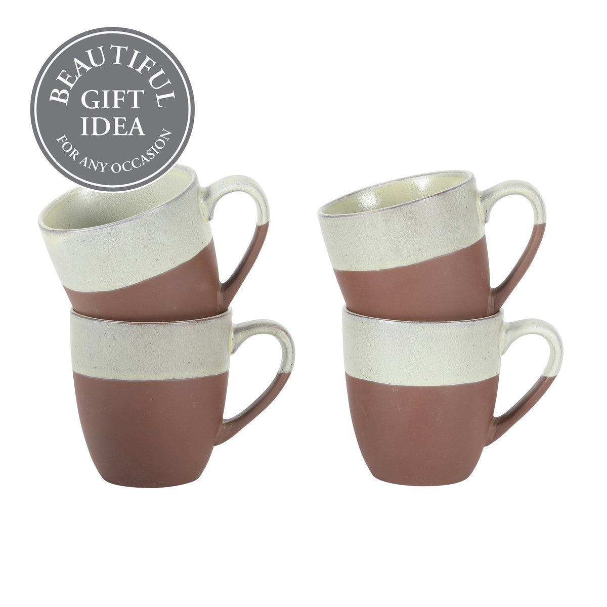 Gibson Elite William Crest 4 Piece Coffee Mug Set, 15oz Stoneware Cups, Reactive Glaze Finish, Round Large Coffee Mugs, Microwave & Dishwasher Safe