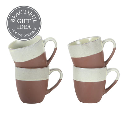 Gibson Elite William Crest 4 Piece Coffee Mug Set, 15oz Stoneware Cups, Reactive Glaze Finish, Round Large Coffee Mugs, Microwave & Dishwasher Safe