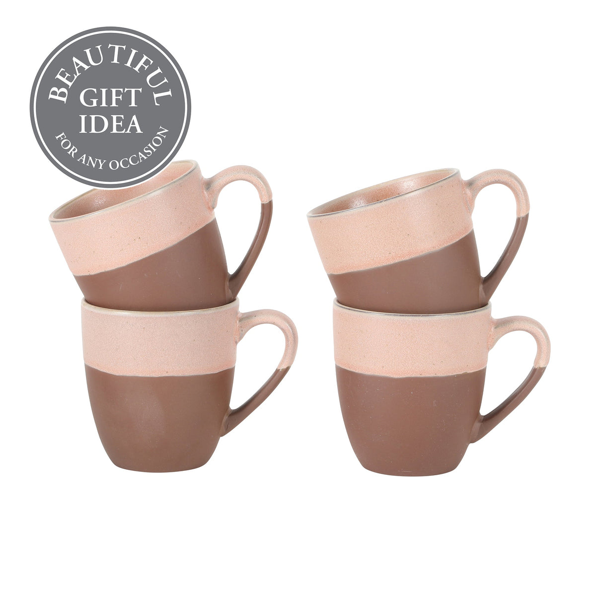 Gibson Elite William Crest 4 Piece Coffee Mug Set, 15oz Stoneware Cups, Reactive Glaze Finish, Round Large Coffee Mugs, Microwave & Dishwasher Safe