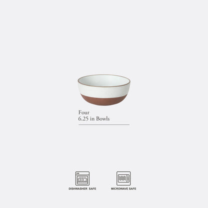 Gibson Elite William Crest 4 Piece Cereal Bowl Set, 6.25” Round Stoneware Bowls, Reactive Glaze Finish, Soup, Dessert & Snack Bowls, Microwave & Dishwasher Safe