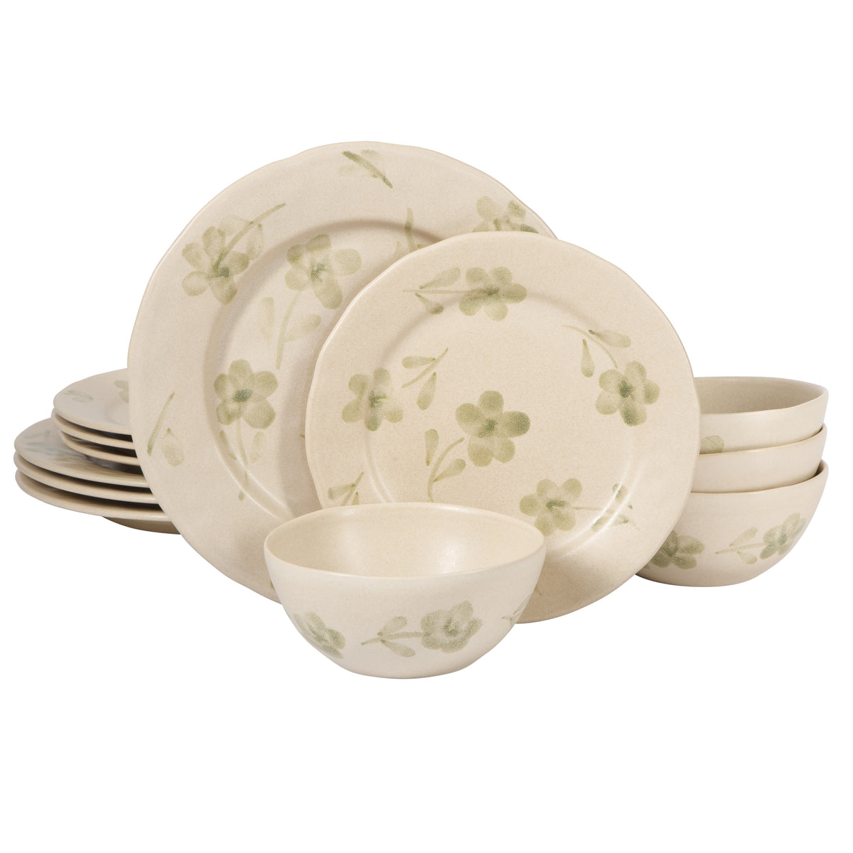 Bloomhouse - 2 Time Oprah's Favorite Things - Made in Portugal Hand Painted Dinnerware Set - Porto Petals 12 Piece (Service for 4) Floral Plates and Bowls Set