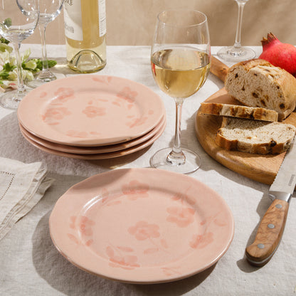 Bloomhouse - 2 Time Oprah's Favorite Things - Made in Portugal Hand Painted 8.6 Inch Salad Plates Set of 4 - Porto Petals Floral Dessert Dish  Set - Lilly Cream