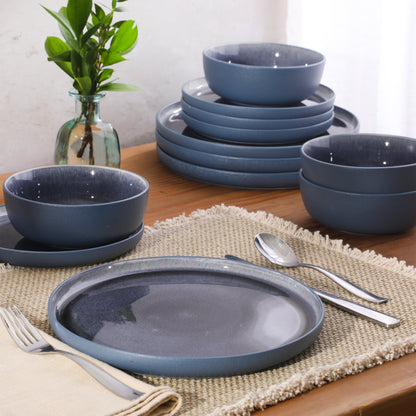 Gibson Elite Tahoe Sunset 12 Piece Stoneware Reactive Glaze (Service for 4) Ceramic Plates and Bowls Dinnerware Set
