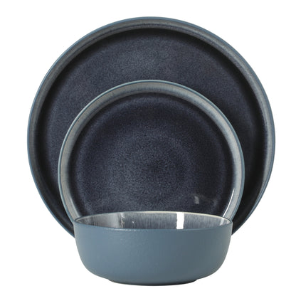 Gibson Elite Tahoe Sunset 12 Piece Stoneware Reactive Glaze (Service for 4) Ceramic Plates and Bowls Dinnerware Set