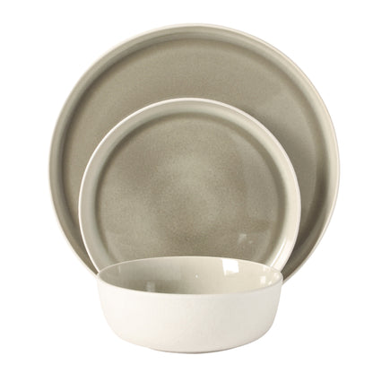 Gibson Elite Tahoe Sunset 12 Piece Stoneware Reactive Glaze (Service for 4) Ceramic Plates and Bowls Dinnerware Set